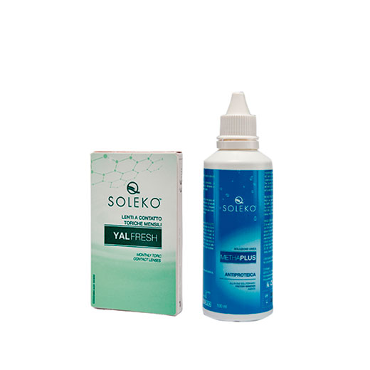 Набор: Астигматические линзы YALFRESH TORIC и раствор METHAPLUS 100ml